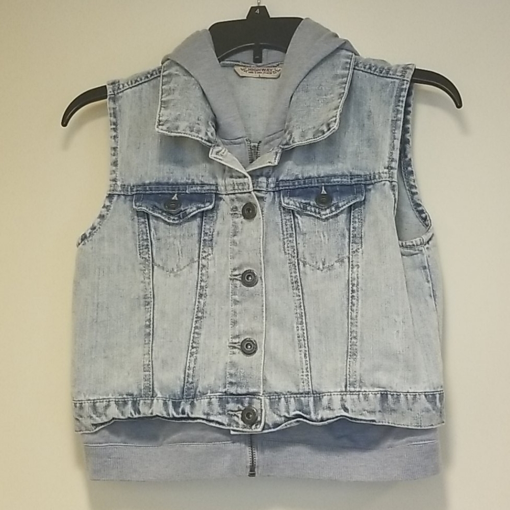Highway Jeans hooded vest Blue Size Large